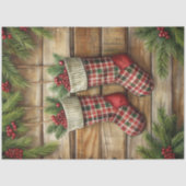 Papier Mousseline Joyful Christmas stocking tissue paper pine wreath (Recto)
