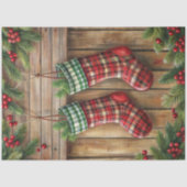 Papier Mousseline Joyful Christmas stocking tissue paper pine wreath (Recto)