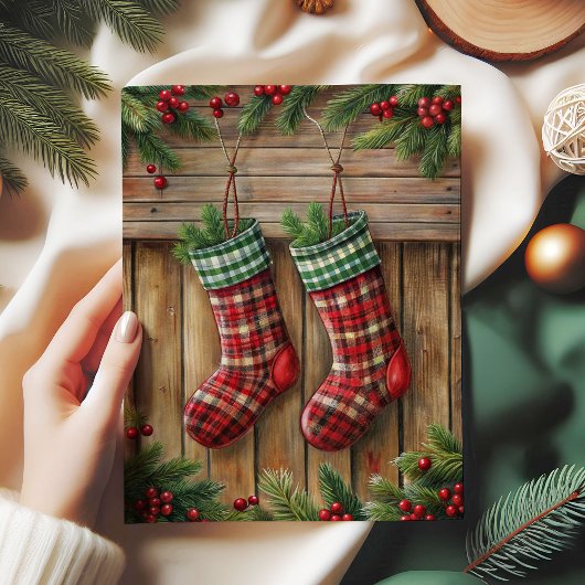 Papier Mousseline Joyful Christmas stocking tissue paper pine wreath