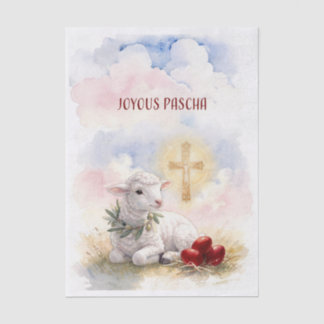 Papier Mousseline Joyous Pascha Lamb, Red Eggs and Cross