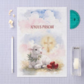 Papier Mousseline Joyous Pascha Lamb, Red Eggs and Cross (Artisanat)