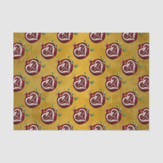 Papier Mousseline Judaica Pomegranate Heart Hanoukka Rosh Hashanah (Recto)