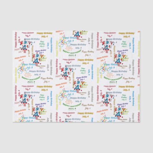 Papier Mousseline Juillet, 4 Anniversaire Tissue Paper (Recto)