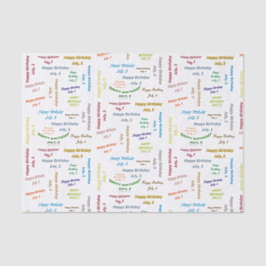 Papier Mousseline Juillet 5 Anniversaire Tissue Paper (Recto)