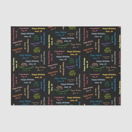 Papier Mousseline Juin, 18 Anniversaire Tissue Paper (Recto)