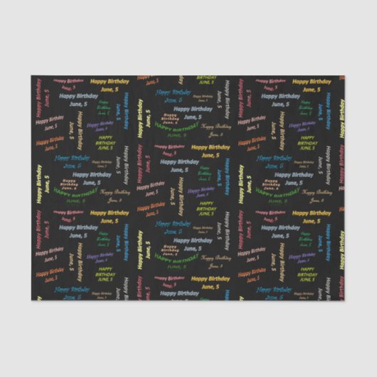 Papier Mousseline Juin, 5 Anniversaire Tissue Paper (Recto)