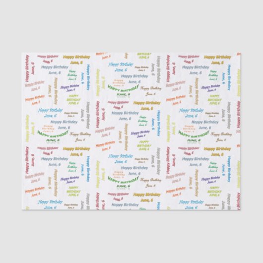 Papier Mousseline Juin 6 Anniversaire Tissue Paper (Recto)