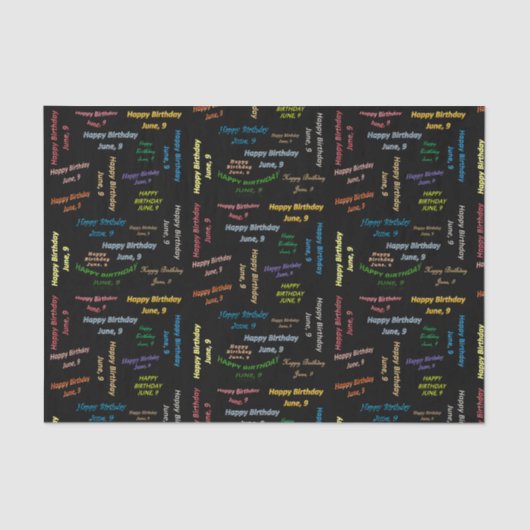 Papier Mousseline Juin, 9 Anniversaire Tissue Paper (Recto)