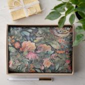 Papier Mousseline jungle de roses et de tigres (Cadeau)