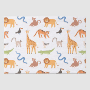 Papier Mousseline Jungle Safari tropical Animaux sauvages