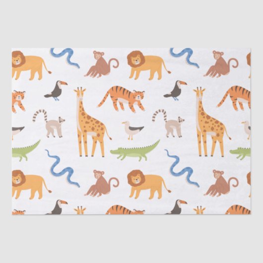 Papier Mousseline Jungle Safari tropical Animaux sauvages (Recto)