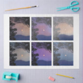 Papier Mousseline Junk Journal Féerie Ciel Lune Arbres Imaginaire 7- (Artisanat)