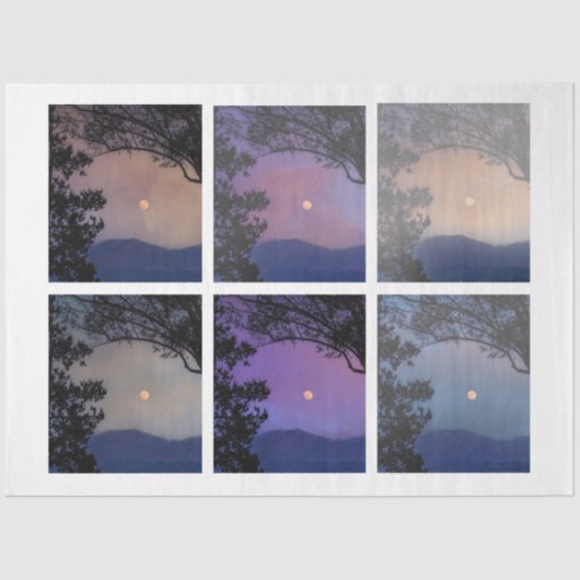 Papier Mousseline Junk Journal Féerie Ciel Lune Arbres Imaginaire 7- (Recto)