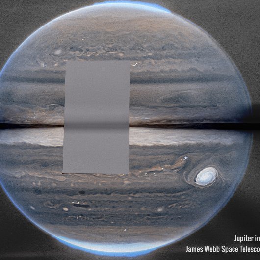 Papier Mousseline Jupiter en infrarouge, télescope spatial James Web