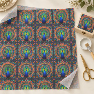 Papier Mousseline Kaleidoscope à motif vibrant de plume de paon