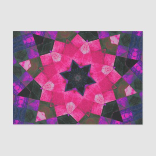 Papier Mousseline Kaleidoscope rose violet et noir (Recto)