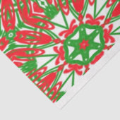 Papier Mousseline Kaleidoscope rouge, vert et blanc (Détail)