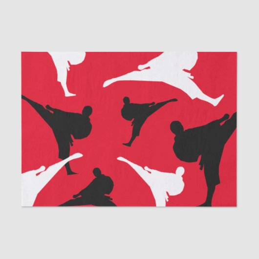 Papier Mousseline Karate kick pose silhouettes arts martiaux thème (Recto)