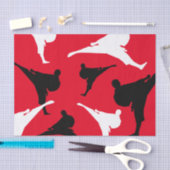 Papier Mousseline Karate kick pose silhouettes arts martiaux thème (Artisanat)