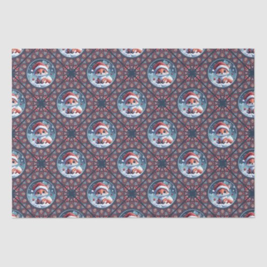Papier Mousseline Kawaii Christmas Fox Dot Mandala Diamond TIle (Recto)