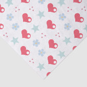 Papier Mousseline Kawaii Coeurs Fleurs et étoiles (Détail)