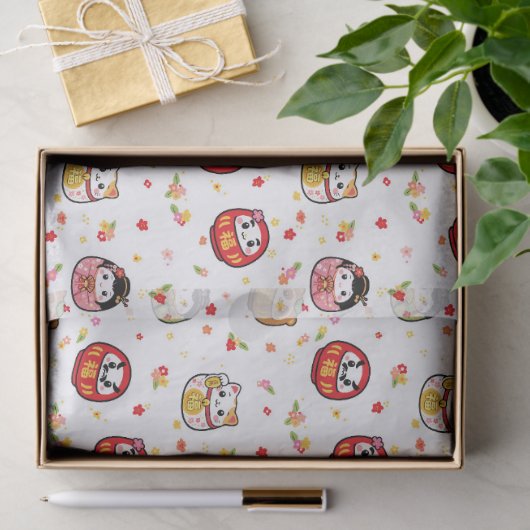 Papier Mousseline Kawaii daruma pattern (Cadeau)