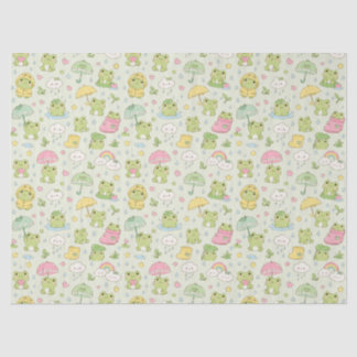 Papier Mousseline Kawaii Frog Rainy Day Pattern Wrapping Paper