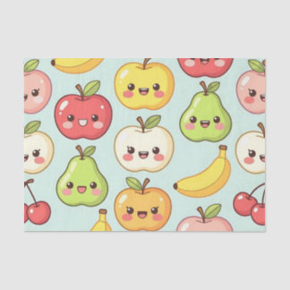 Papier Mousseline Kawaii Fruit Seamless Pattern Cute Cartoon
