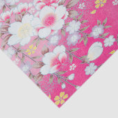 Papier Mousseline Kimono japonais blanc rose décomposition florale (Détail)