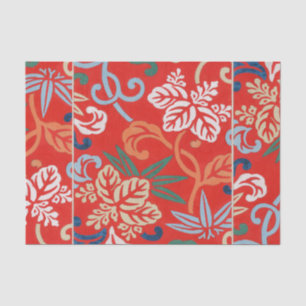 Papier Mousseline Kimono japonais hawaïen rouge : Vintage floral