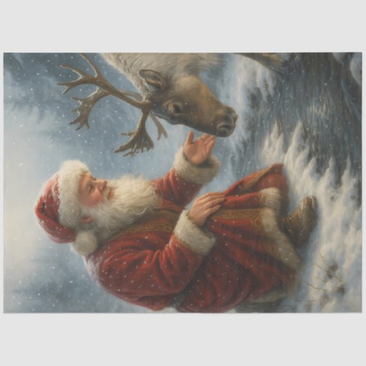 Papier Mousseline Kindred Spirits Santa & Reindeer Winter Decoupage (Recto)