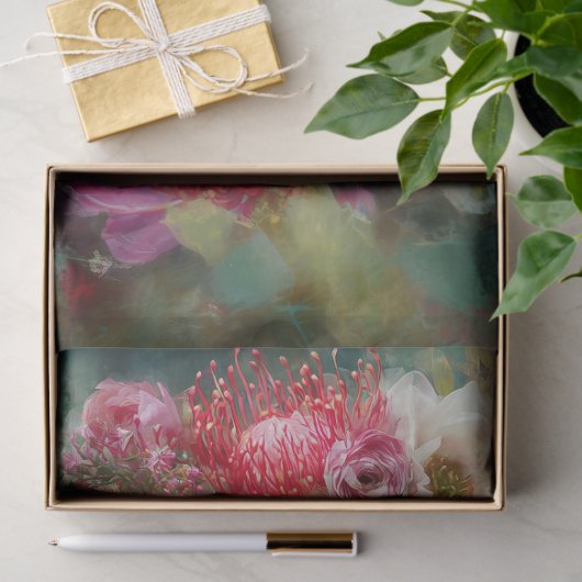 Papier Mousseline Kingfisher & Australian Protea Blooms Découpage (Cadeau)