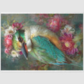Papier Mousseline Kingfisher & Australian Protea Blooms Découpage (Recto)