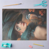 Papier Mousseline Kingfisher Beautiful Woman's Face & Portrait Casqu (Artisanat)