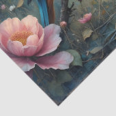 Papier Mousseline Kingfisher perched over water pink flowers (Détail)