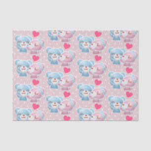 Papier Mousseline Kissing Bears mignon et Kawaii