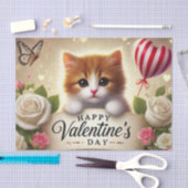 Papier Mousseline Kitten adorable avec Roses, bougies et coeurs (Artisanat)