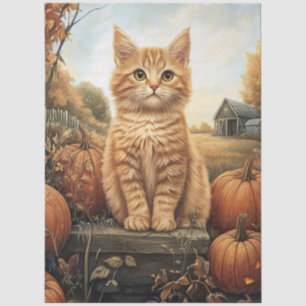 Papier Mousseline Kitten d'automne avec découpage Citrouille