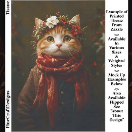 Papier Mousseline Kitten Festif Rustique, Manteau & Écharpe ED7R Déc