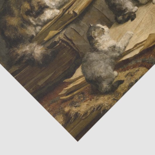 Papier Mousseline Kittens Peinture de Carl Reichert (Détail)