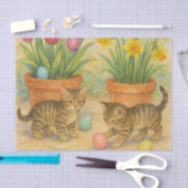 Papier Mousseline Kittens Playing with Easter Eggs  (Artisanat)
