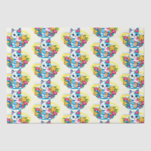 Papier Mousseline Kitty Chat avec crème glacée Summer Kawaii Caractè