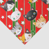 Papier Mousseline Kitty Chat Noël Rouge et Vert mignon (Détail)