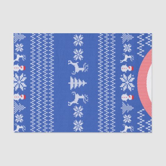 Papier Mousseline Knit bleu hiver Chandail de Noël personnalisé (Recto)