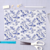 Papier Mousseline Koi bleu et blanc (Artisanat)