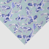 Papier Mousseline Koi bleu et blanc (Détail)