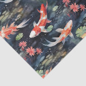 Papier Mousseline Koi Fish Dark Pond Floral Découpage (Détail)