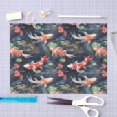 Papier Mousseline Koi Fish Dark Pond Floral Découpage (Artisanat)