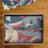 Papier Mousseline Koi Fish in Great Wave Style with Red Navy Blue