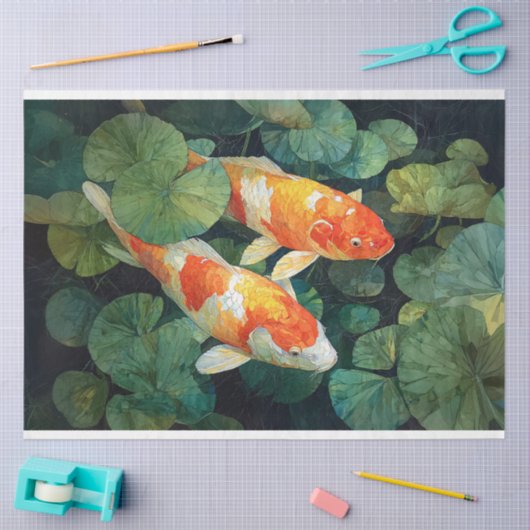 Papier Mousseline Koi Fish Pond Lily Pads (Artisanat)